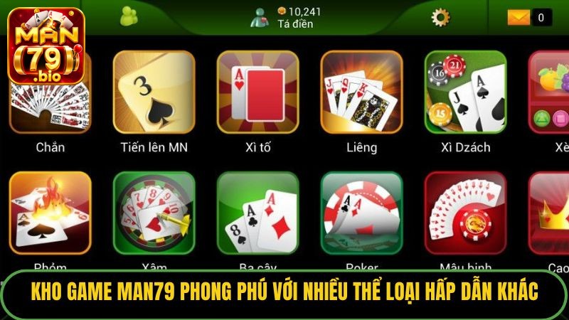 Kho game Man79 phong phú với nhiều thể loại hấp dẫn khác.