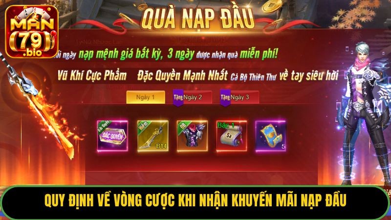Quy định về vòng cược khi nhận khuyến mãi nạp đầu.